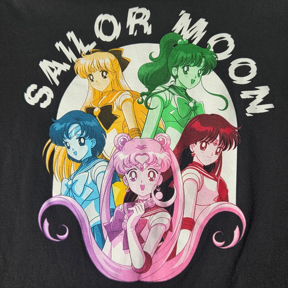Vintage Sailor Moon Long Sleeve Shirt Graphic Anime Tee Black Men's XL